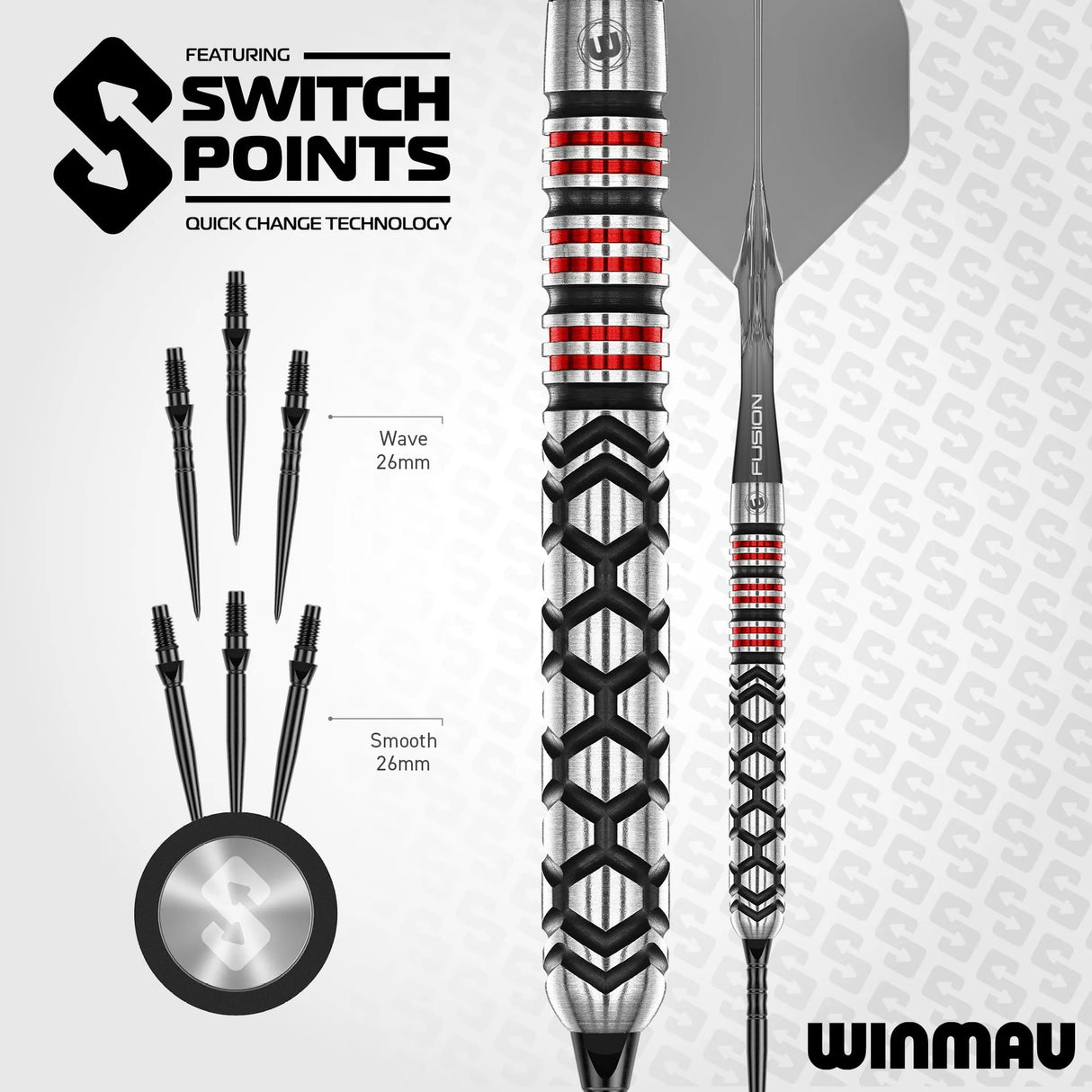 Winmau Fornax Switch Points - Parallel 90% Tungsten - Aussie Dart Supplies Online