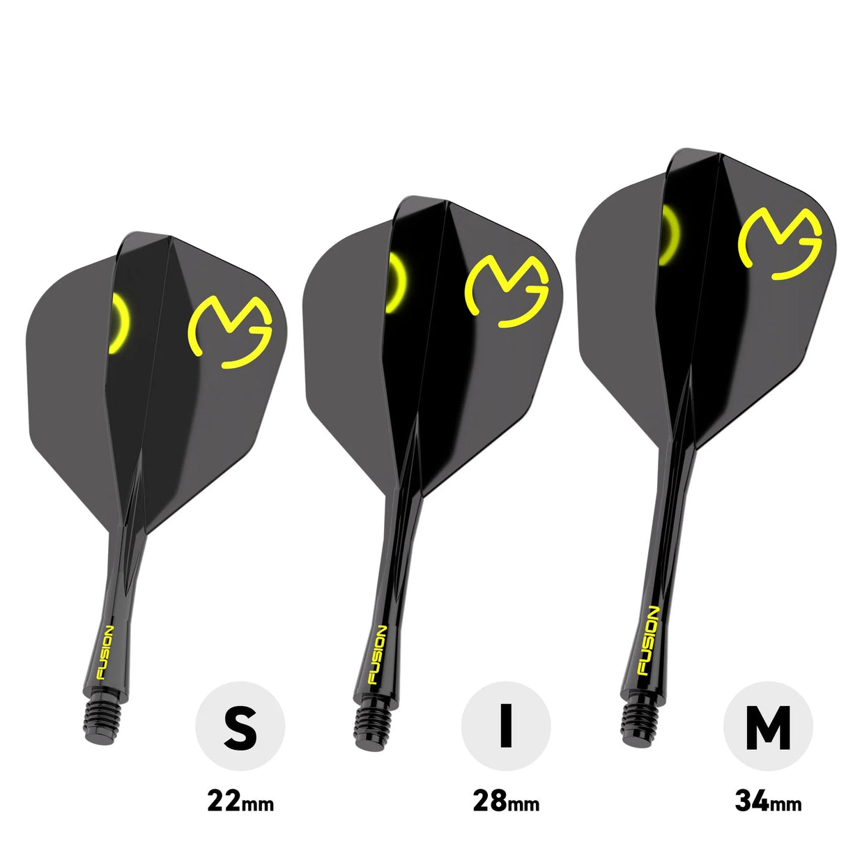 Winmau MVG Fusion #6 Intergrated Flight and Shaft Black with MVG Logo with lengths.