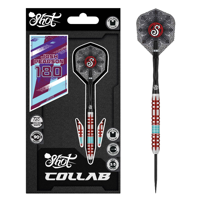Shot Collab Josh Pearson Steel Tip Dart Set-90% Tungsten Barrels-23gm