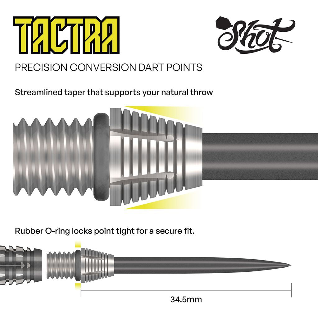 Shot Tactra Precision 34.5mm Conversion Points - Aussie Dart Supplies Online