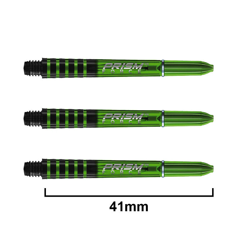 Winmau Prism Force intermediate Green dart shafts with durable poly design