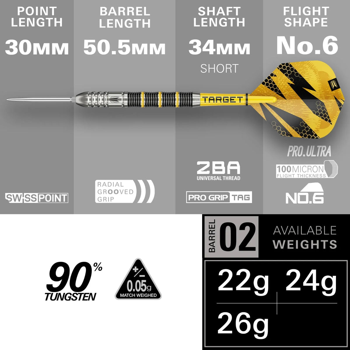 Target Buzz 02 90% Tungsten SP Darts Set