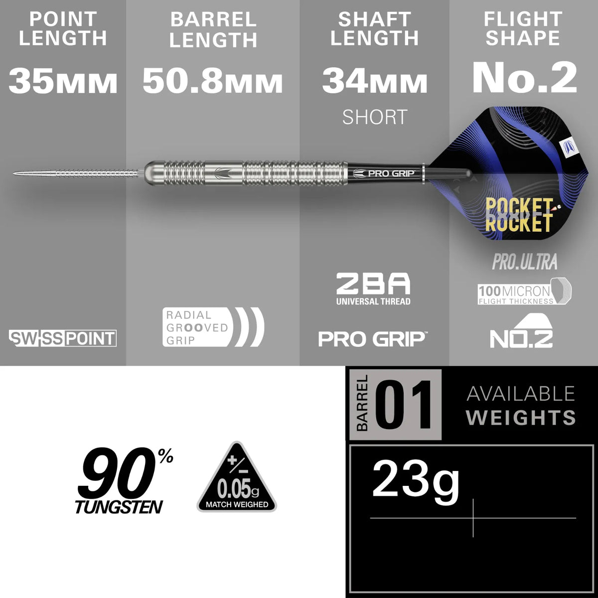 Target Justin Hood 90% Tungsten G1 SP Darts Set - 23G