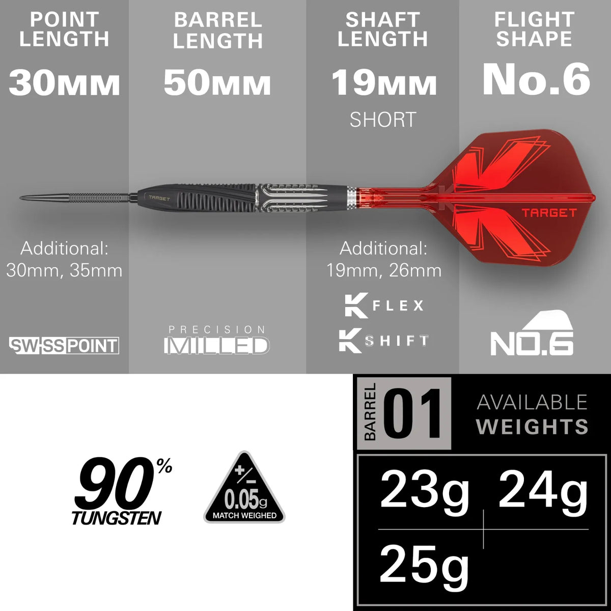 Target Shift 90% Tungsten SP Darts Set