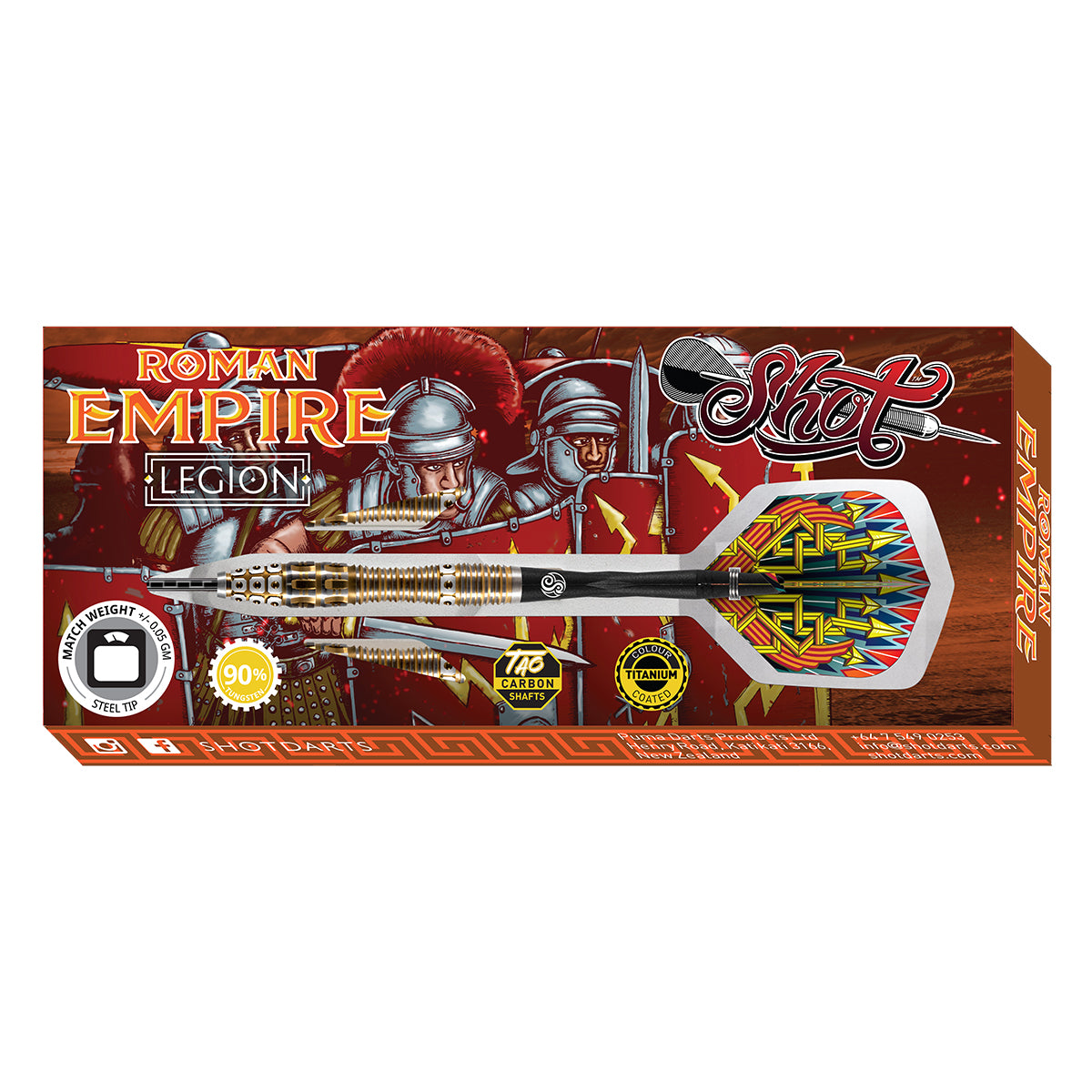 Roman Empire Legion Steel Tip Dart Set-90% Tungsten Barrels