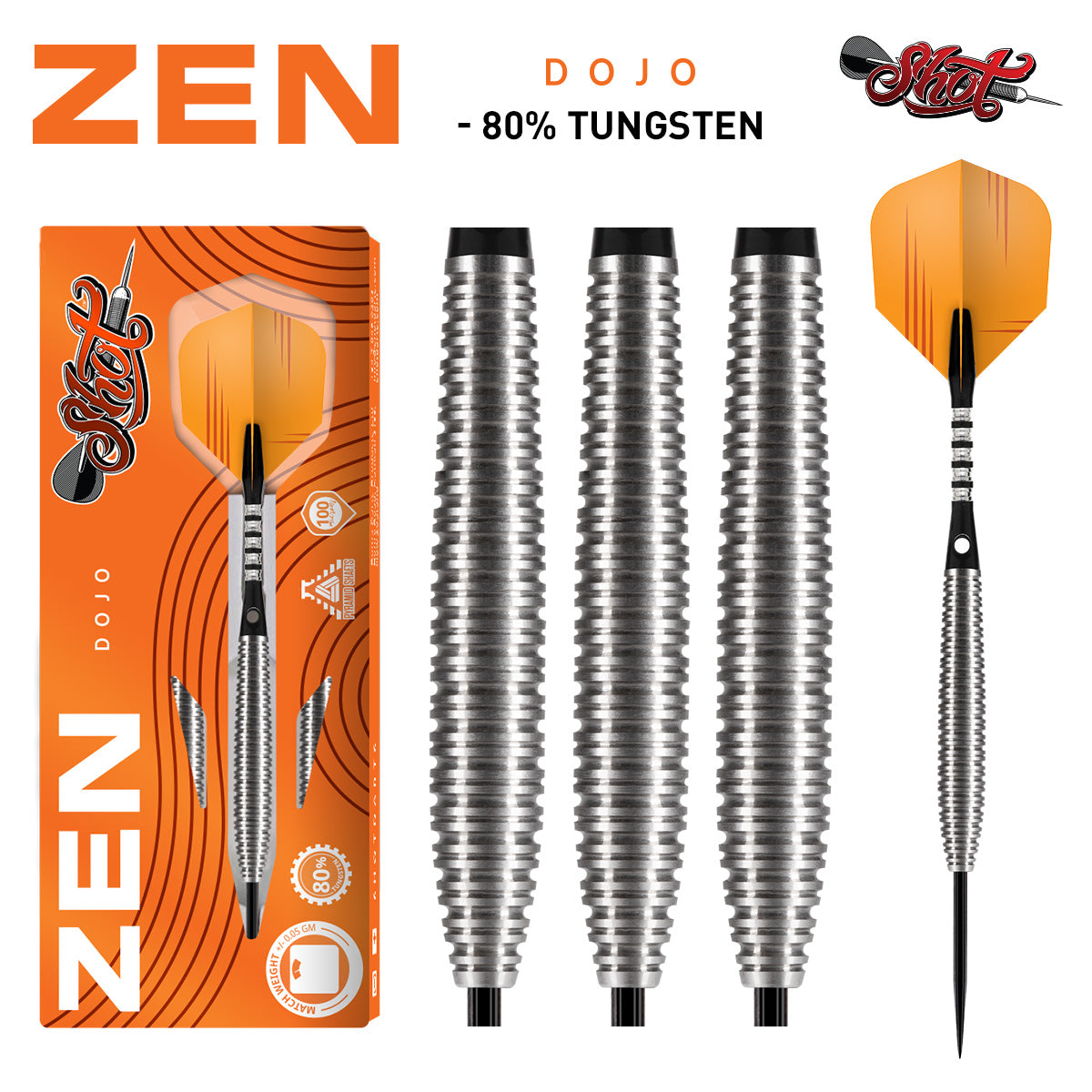 Zen DOJO Steel Tip Dart Set-80% Tungsten Barrels