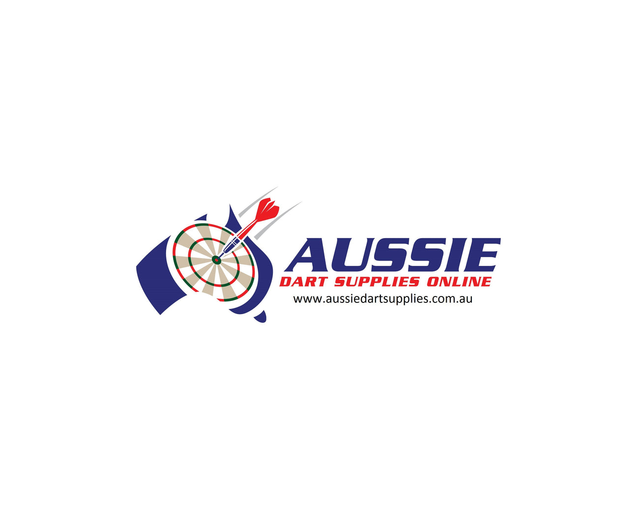 Aussie Dart Supplies Logo with message on specials and website URL