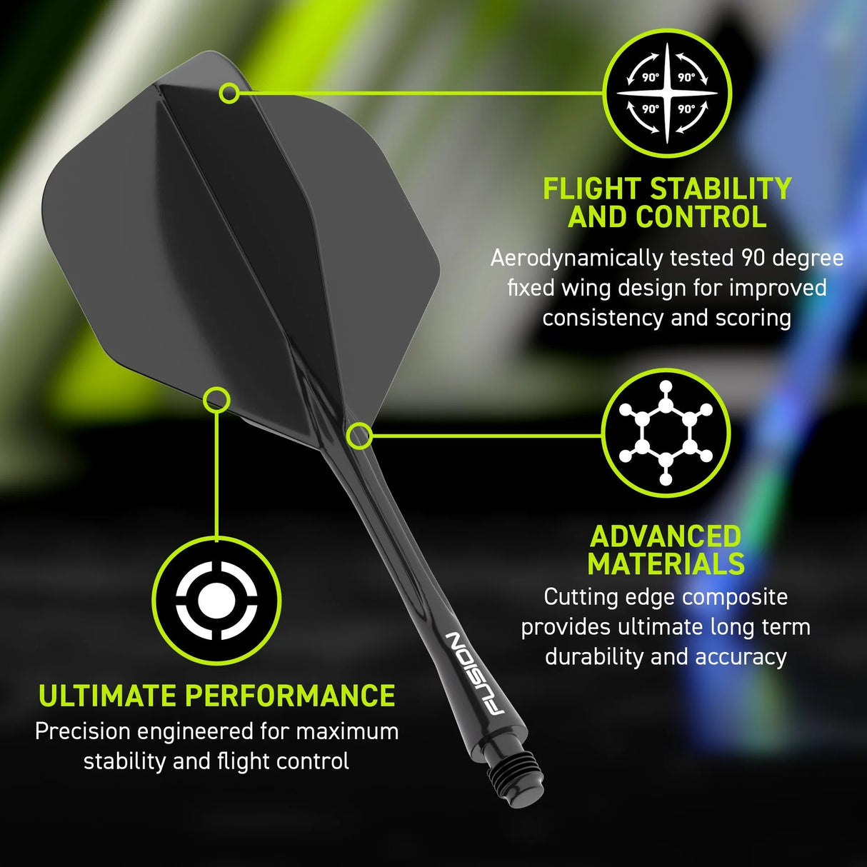 Winmau Black Fusion #6 Integrated Flight & Shaft - Aussie Dart Supplies Online