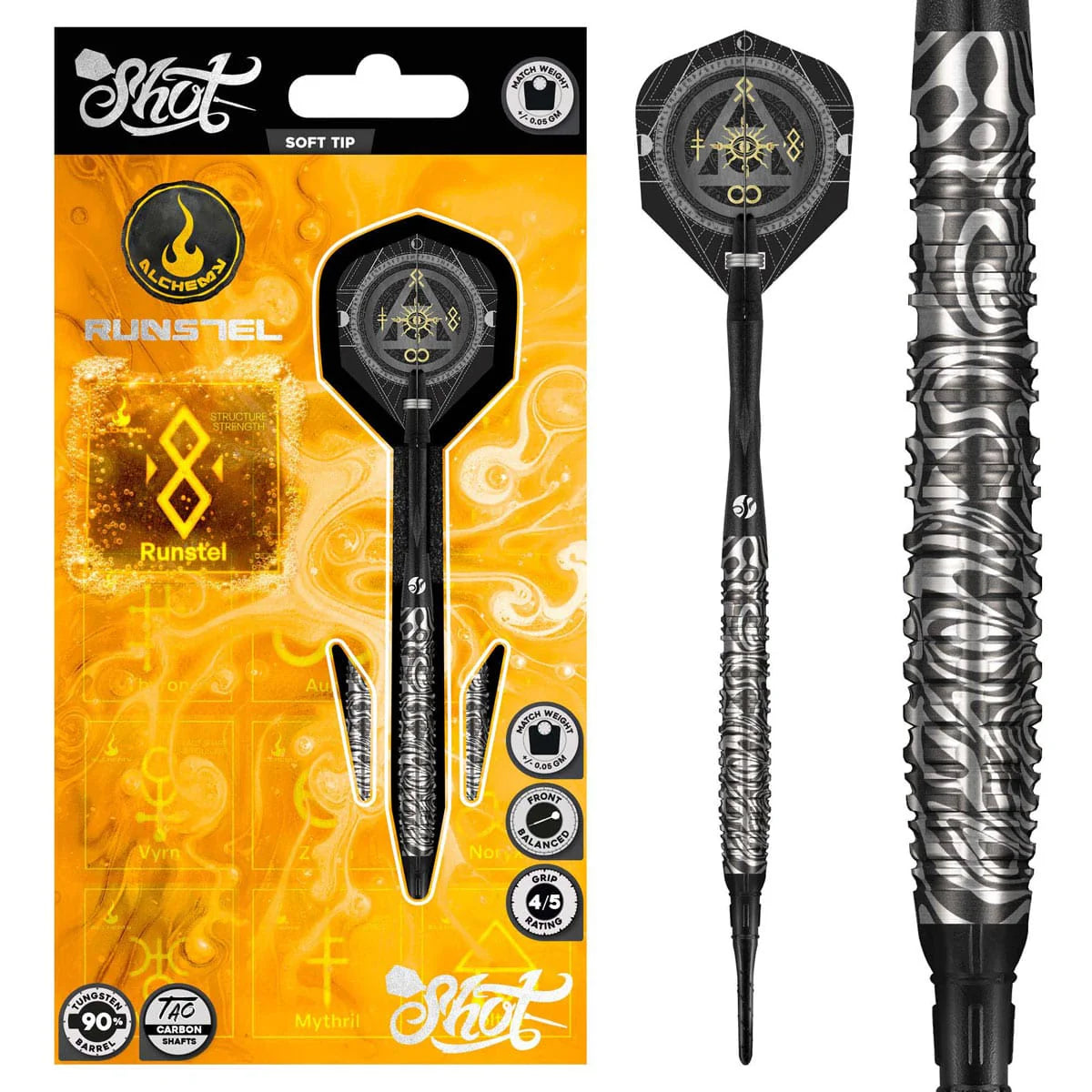 Alchemy Runstel Soft Tip Dart Set-90% Tungsten Barrels - Aussie Dart Supplies Online