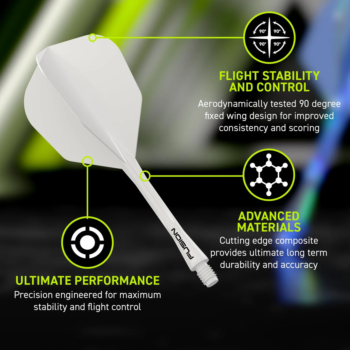 Winmau White Fusion #6 Integrated Flight & Shaft - Aussie Dart Supplies Online