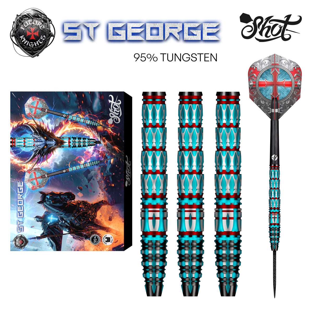 Future Knights St George Steel Tip Dart Set-95% Tungsten Barrels