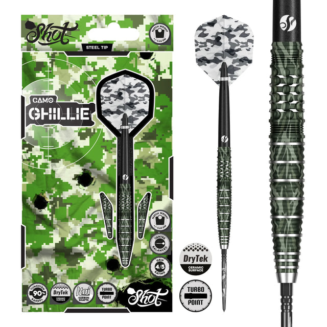 Camo Ghillie Turbo Point - 90% Steel Tip Darts - Aussie Dart Supplies Online