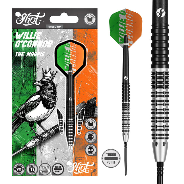 Pro Series Willie O'Connor Magpie Turbo Point - 90% Steel Tip Darts - Aussie Dart Supplies Online