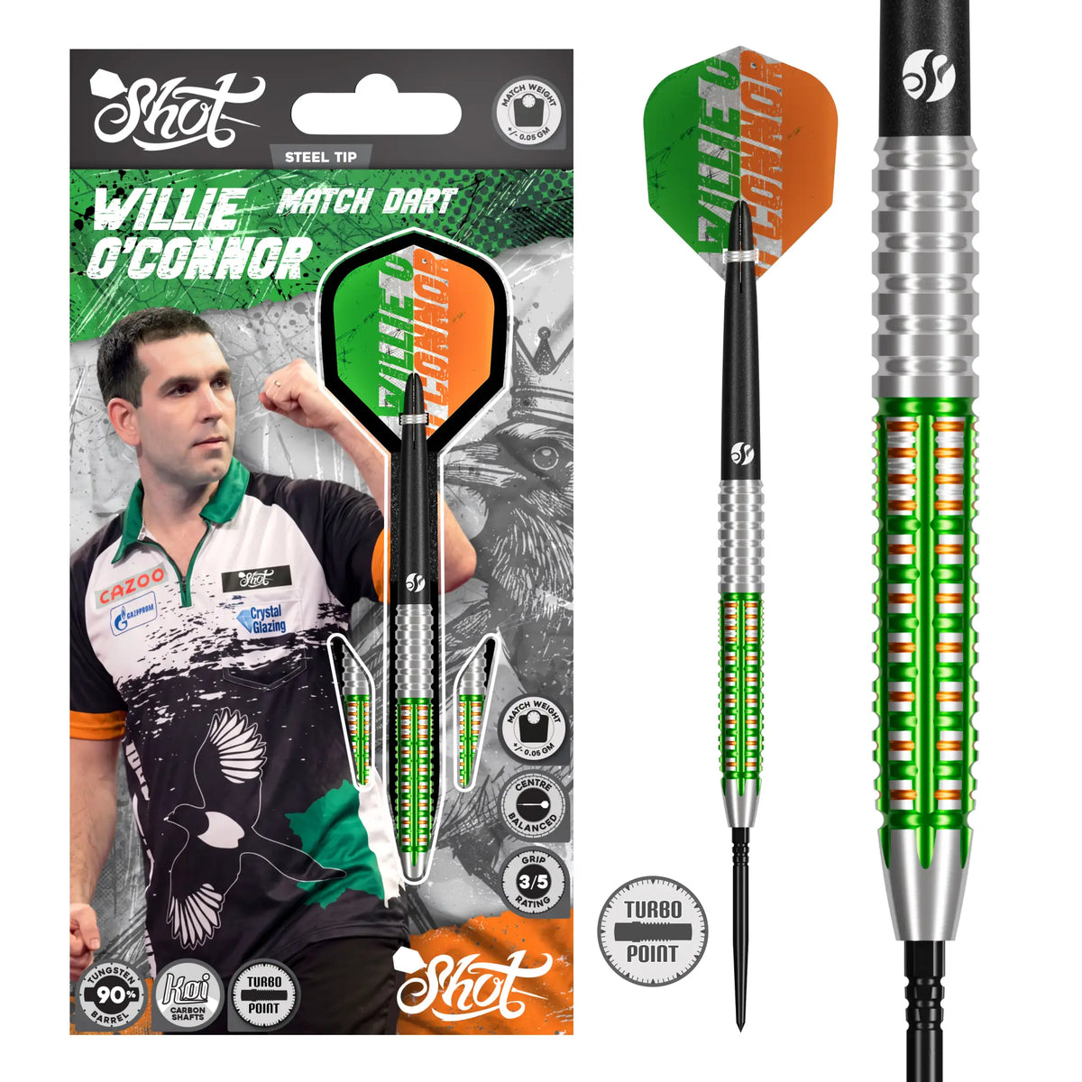 Pro Series Willie O'Connor Turbo Point - 90% Steel Tip Darts - Aussie Dart Supplies Online