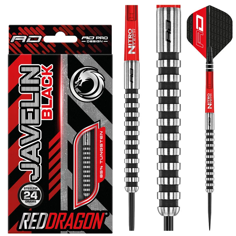 Red Dragon Javelin Black 85% Tungsten Darts Set - Aussie Dart Supplies Online