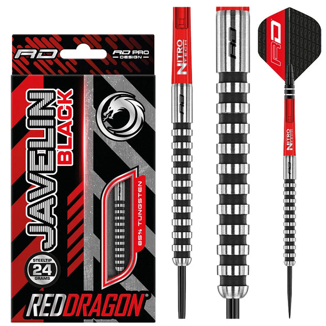 Red Dragon Javelin Black 85% Tungsten Darts Set - Aussie Dart Supplies Online