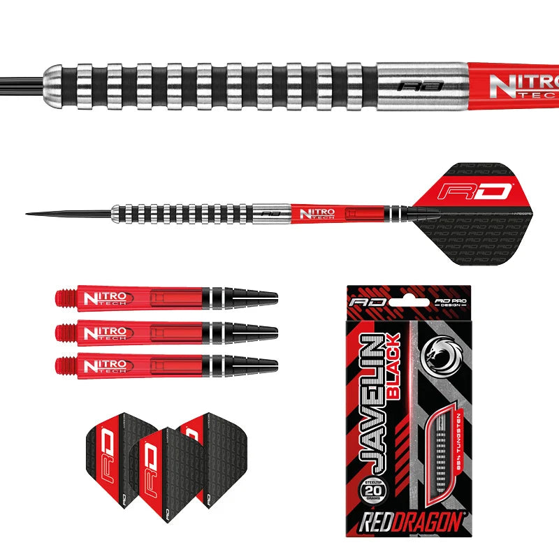 Red Dragon Javelin Black 85% Tungsten Darts Set - Aussie Dart Supplies Online
