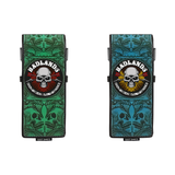 Two Badlands darts cases with skull design on a white background