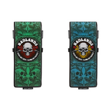 Two Badlands darts cases with skull design on a white background