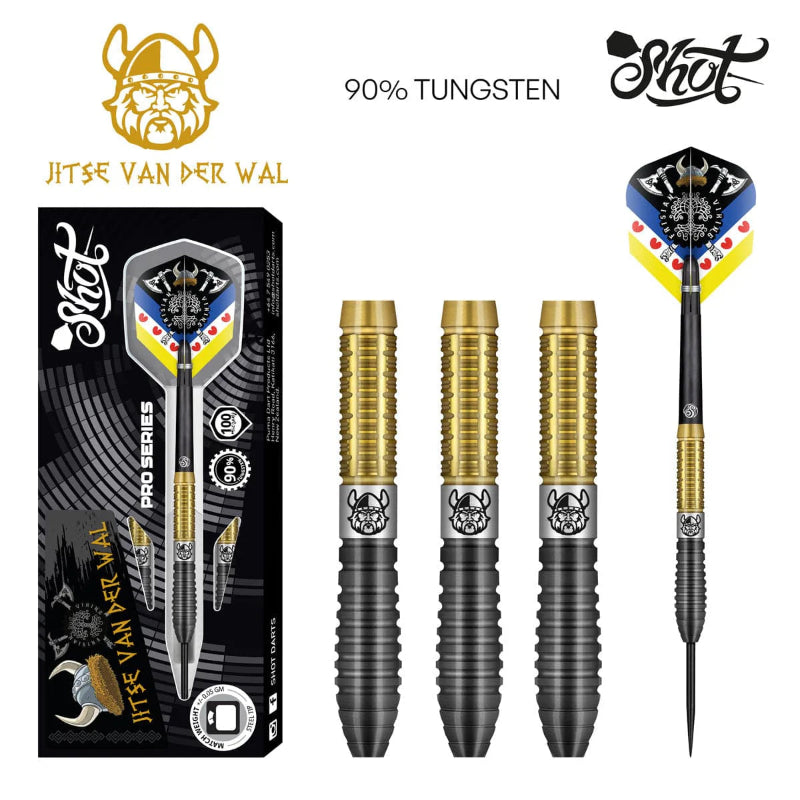 Shot Jitse van der Wal Steel Tip Dart Set-90% Tungsten Barrels