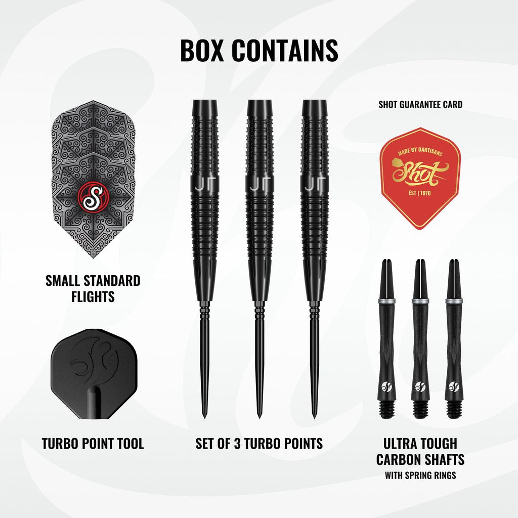 Shot Pro Series Jonny Tata Steel Tip Dart Set-90% Tungsten-Turbo Points-24gm