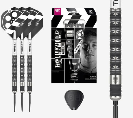 Target Chris Dobey Hollywood Action 90% Tungsten Swiss Point Darts Set.