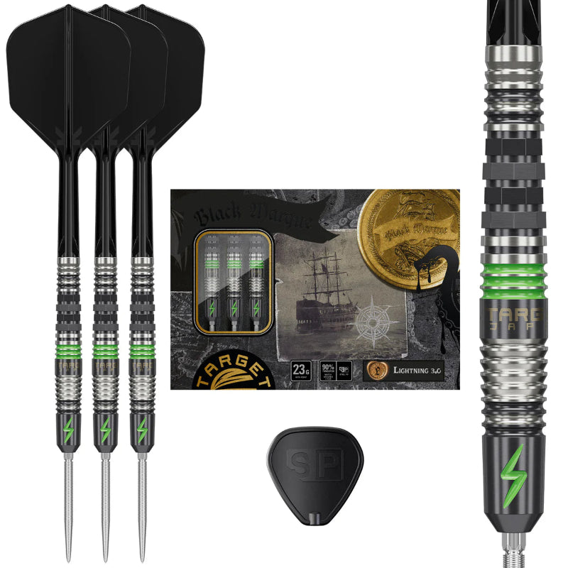 Target Japan Black Marque Lightning 3.0 90% Tungsten Darts Set.