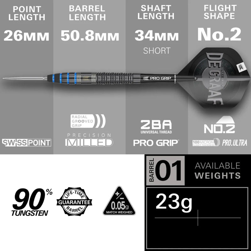Target Jefferey De Graff 90% Tungsten Swiss Point Darts