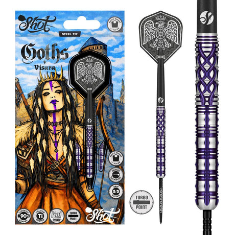 Goths Visara Steel Tip Dart Set-90% Tungsten Barrels - Aussie Dart Supplies Online