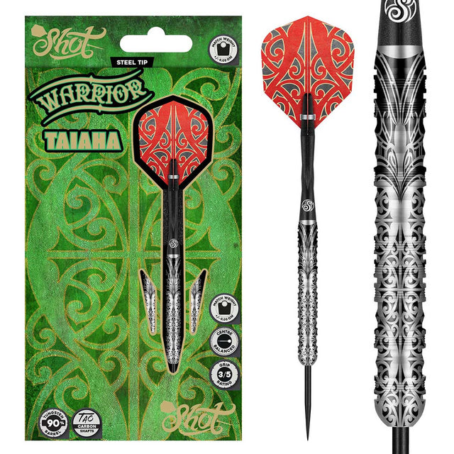 Warrior Taiaha Steel Tip Dart Set-90% Tungsten Barrels - Aussie Dart Supplies Online