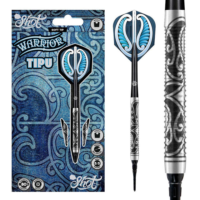 Warrior TIPU Soft Tip Dart Set - Front Weighted 80% Tungsten Barrel - Aussie Dart Supplies Online