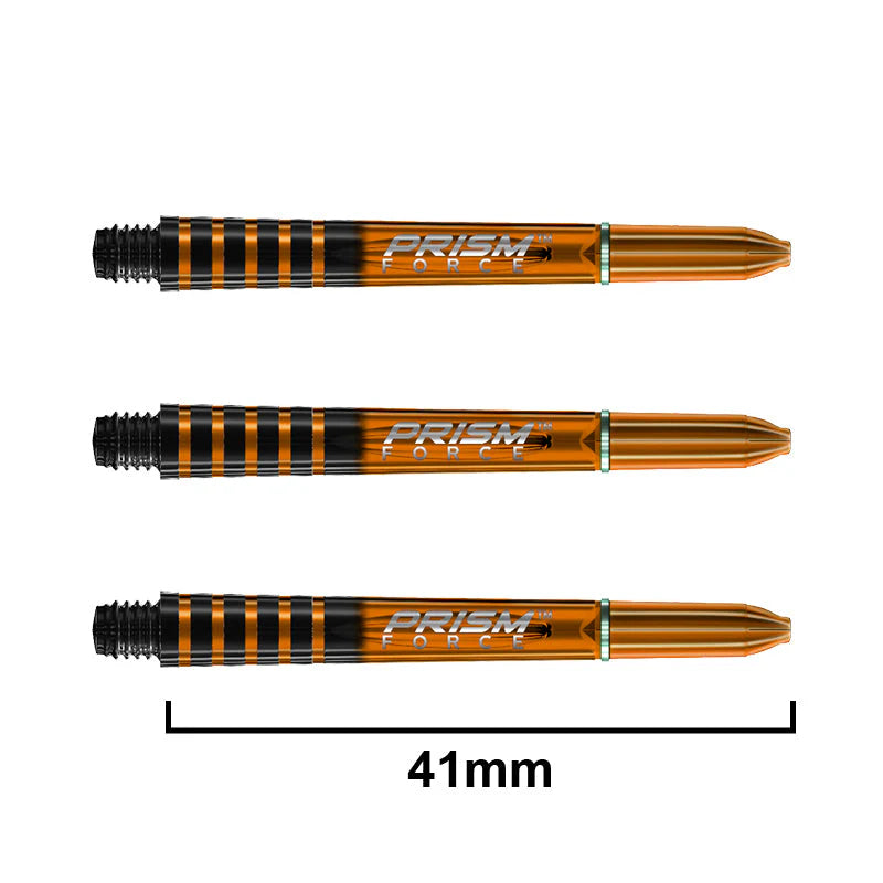 Winmau Prism Force intermediate orange dart shafts with durable poly design