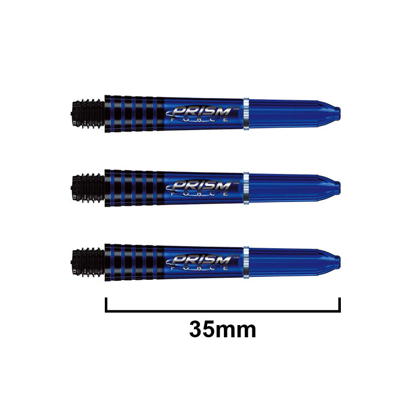 Winmau Prism Force Short blue dart shafts with durable poly design