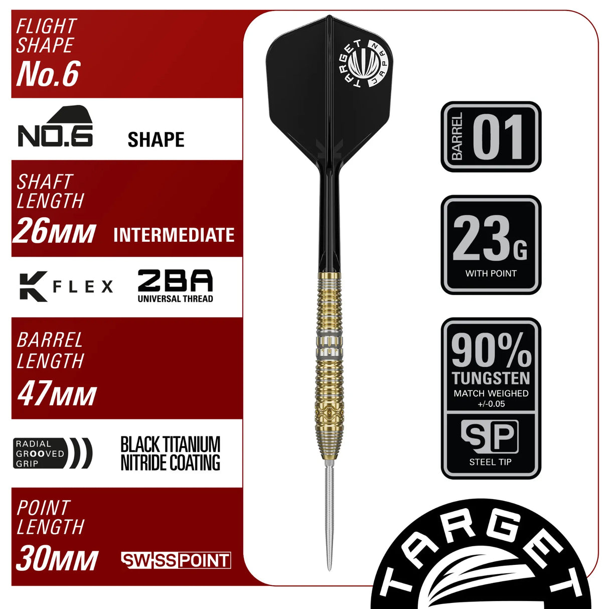 Target Japan Hot Shot Gen2 90% Tungsten 23G - Aussie Dart Supplies Online