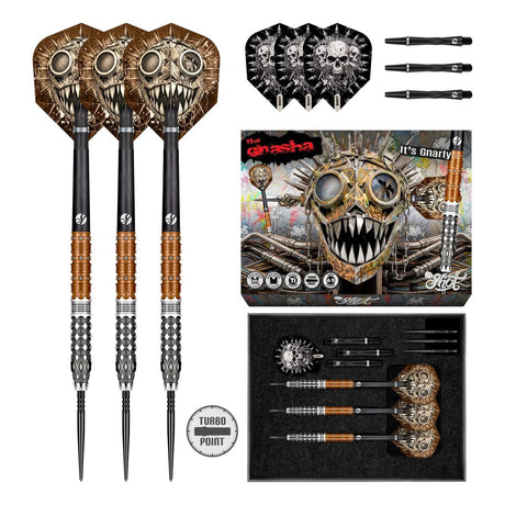 Gnarly Gnasha Steel Tip Dart Set-95% Tungsten Barrels - Aussie Dart Supplies Online