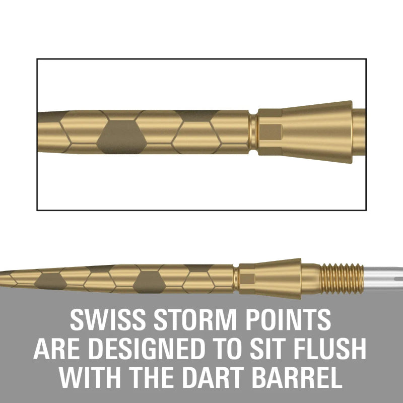 Target Swiss Storm Onyx Points Available in Black, Gold, Silver and 26mm, 30mm and 35mm lengths.