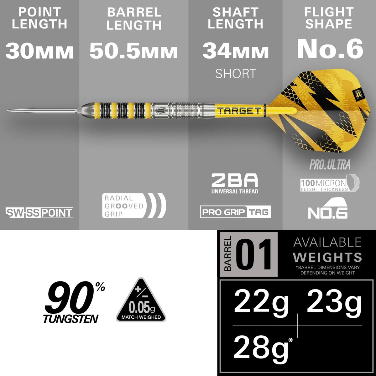 Target Buzz 01 90% Tungsten SP Darts Set
