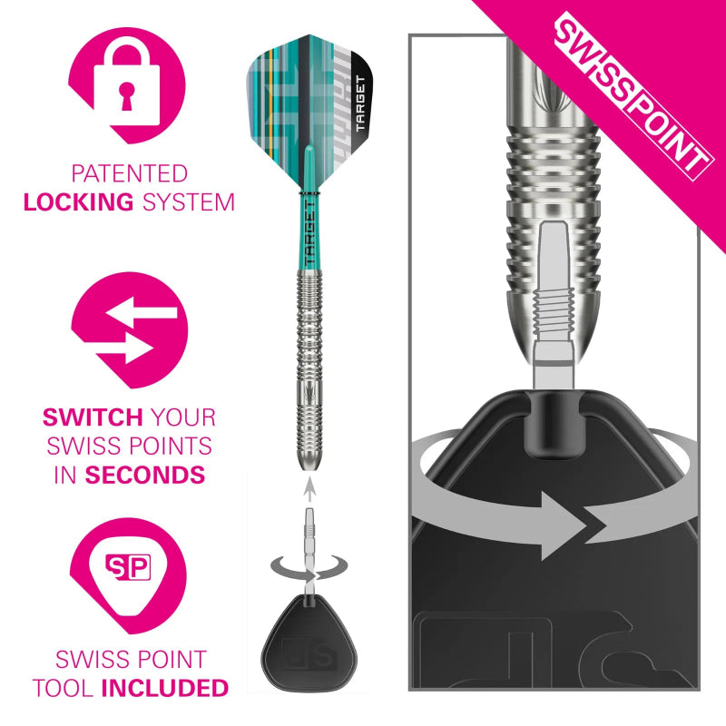 Target Hydra 01 90% Tungsten SP Steel Tip Darts.