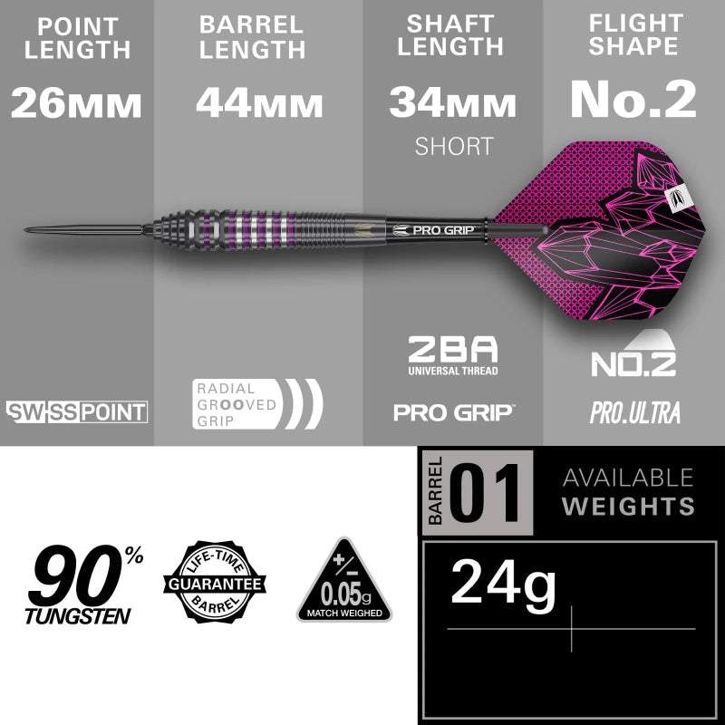 Target Lorraine Winstanley Gen2 90% Tungsten SP Steel Tip Darts Set