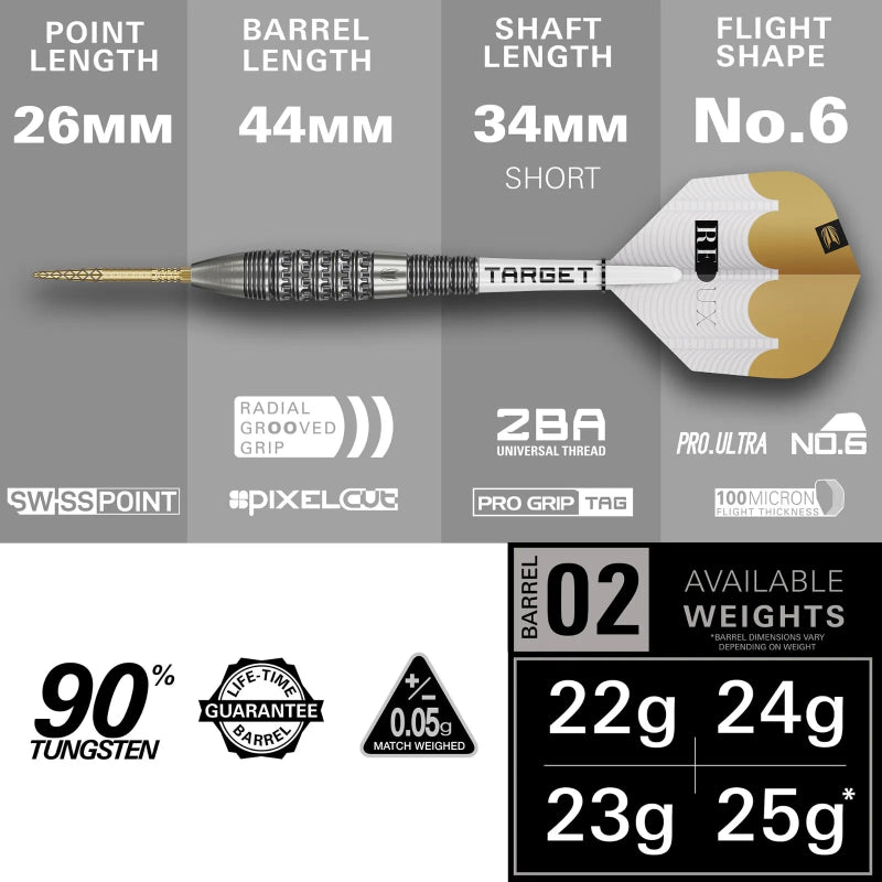 Target Redux 02 90% Tungsten SP Steel Tip Darts Set