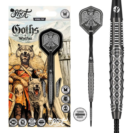 Goths Wulfaz Steel Tip Dart Set-90% Tungsten Barrels - Aussie Dart Supplies Online