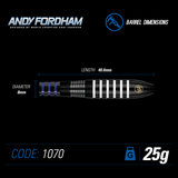 Andy Fordham Winmau 90% Tungsten ONYX Grip Dart Set