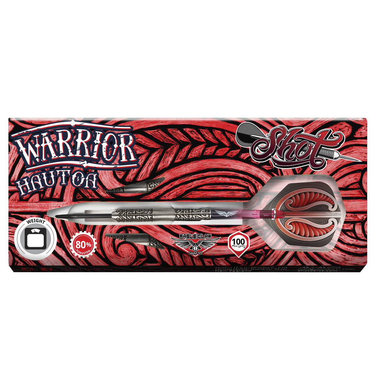 WARRIOR HAUTOA STEEL TIP DART SET-CENTRE WEIGHTED 80% TUNGSTEN BARRELS - Aussie Dart Supplies Online