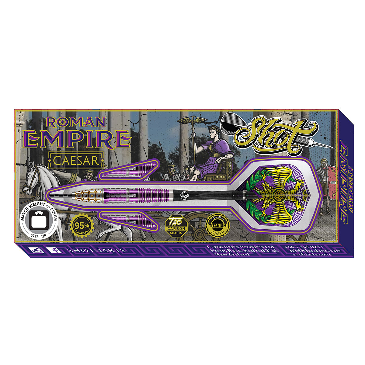 Roman Empire Caesar Steel Tip Dart Set-95% Tungsten Barrels