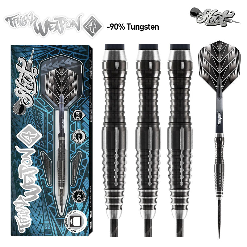 Shot Tribal Weapon Series 4 Darts Set Centre Weighted 90% Tungsten Barrels