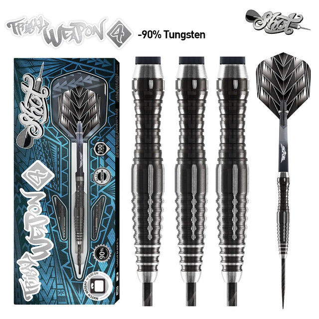 Shot Tribal Weapon Series 4 Darts Set Centre Weighted 90% Tungsten Barrels