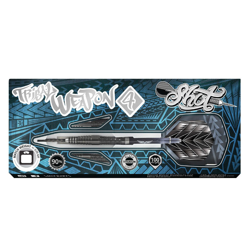 Shot Tribal Weapon Series 4 Darts Set Centre Weighted 90% Tungsten Barrels