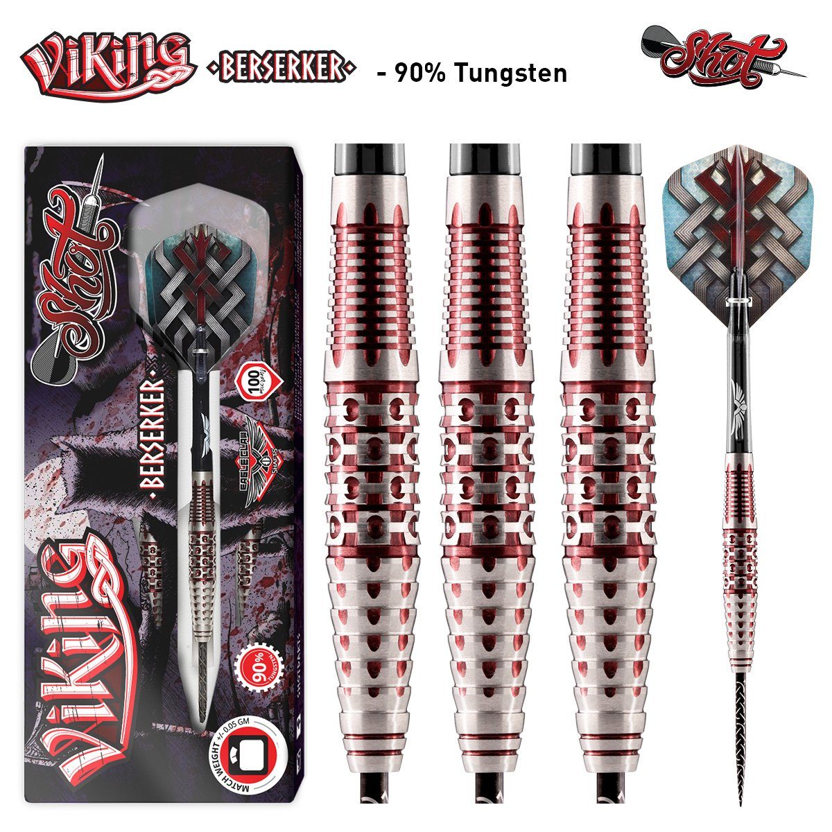 Viking Berserker Steel Tip Dart Set Centre Weighted 90% Tungsten Barrels - Aussie Dart Supplies Online
