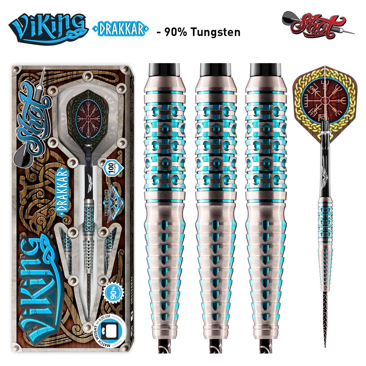 Viking Drakker Steel Tip Dart Set Back Weighted Tungsten Barrels - Aussie Dart Supplies Online