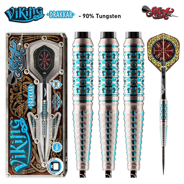 Viking Drakker Steel Tip Dart Set Back Weighted Tungsten Barrels - Aussie Dart Supplies Online